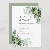 Eucalyptus Greenery Wedding Foliage Babys Breath Kaart (Voorkant / Achterkant)