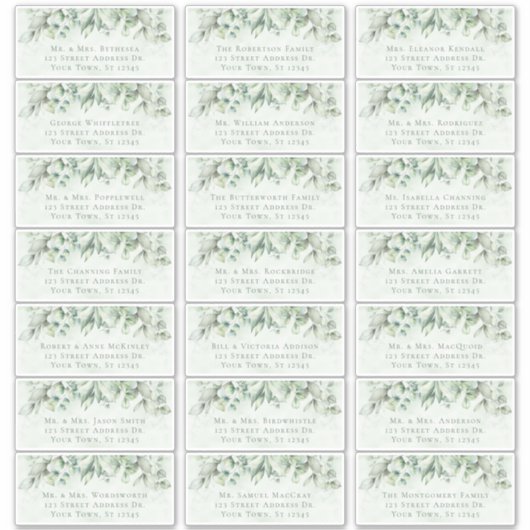 Eucalyptus Greenery Wedding Guest Adresetiketten Sticker (Voorkant)