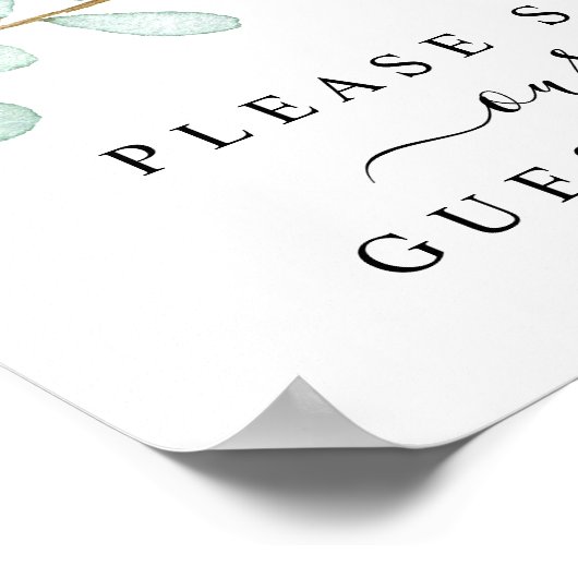 Eucalyptus Greenery Wedding Guest Book Sign Poster (Hoek)