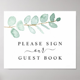 Eucalyptus Greenery Wedding Guest Book Sign Poster