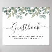 Eucalyptus Greenery  Wedding Guestbook Sign Poster (Voorkant)