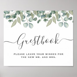 Eucalyptus Greenery  Wedding Guestbook Sign Poster
