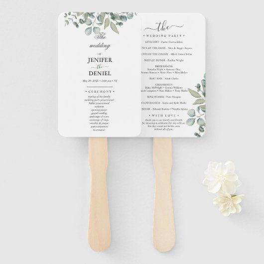 Eucalyptus Greenery Wedding Handwaaier (Voorkant en achterkant)