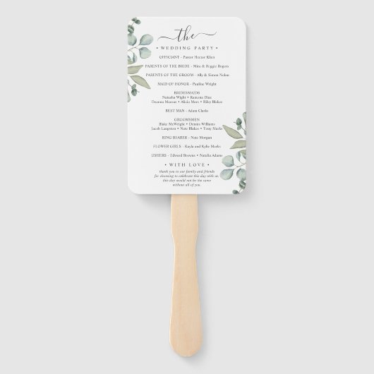 Eucalyptus Greenery Wedding Handwaaier (Achterkant)