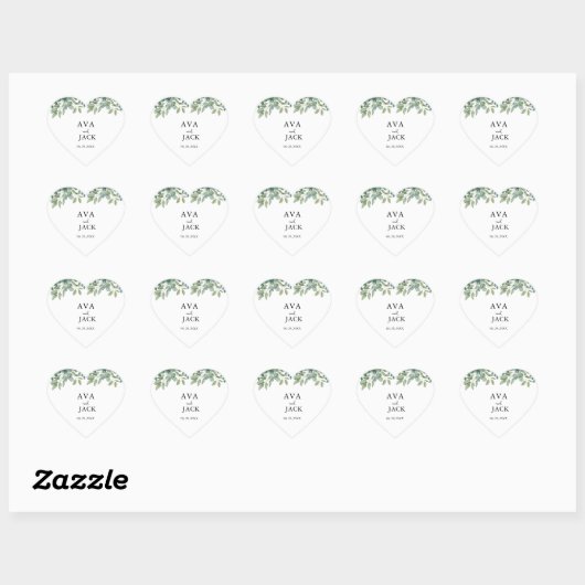 eucalyptus greenery wedding hart sticker (Vel)