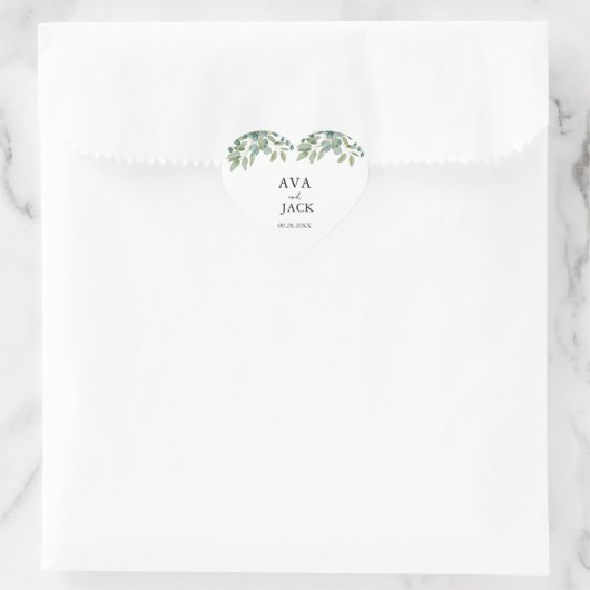 eucalyptus greenery wedding hart sticker (Tas)