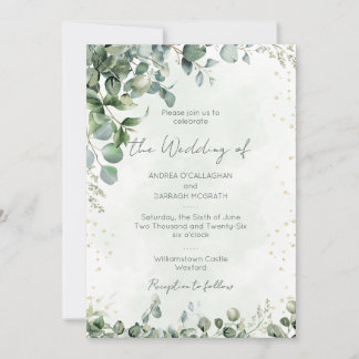Eucalyptus Greenery Wedding Invitation Flat Card Kaart