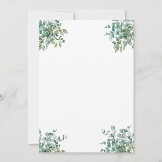 eucalyptus greenery wedding Invitation Kaart (Achterkant)