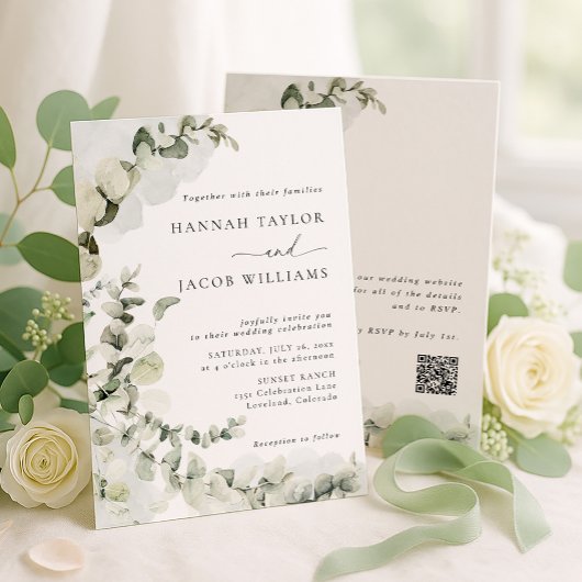 Eucalyptus Greenery Wedding Invitation Kaart