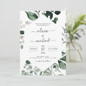 Eucalyptus Greenery Wedding Invitations Kaart (Staand voorkant)