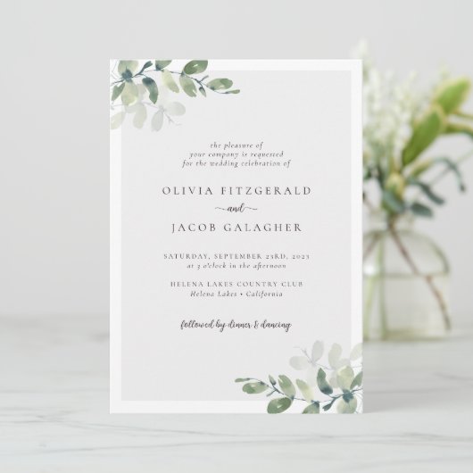 Eucalyptus Greenery Wedding Kaart (Staand voorkant)