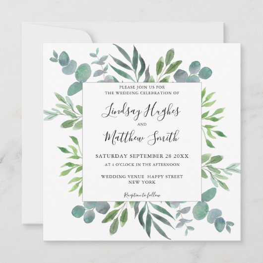 Eucalyptus Greenery Wedding Kaart (Voorkant)