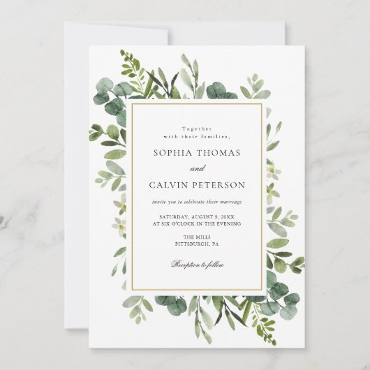 Eucalyptus Greenery Wedding Kaart (Voorkant)