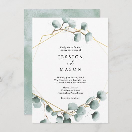 Eucalyptus Greenery Wedding Kaart (Voorkant / Achterkant)