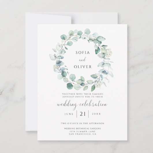 Eucalyptus Greenery Wedding Kaart (Voorkant)