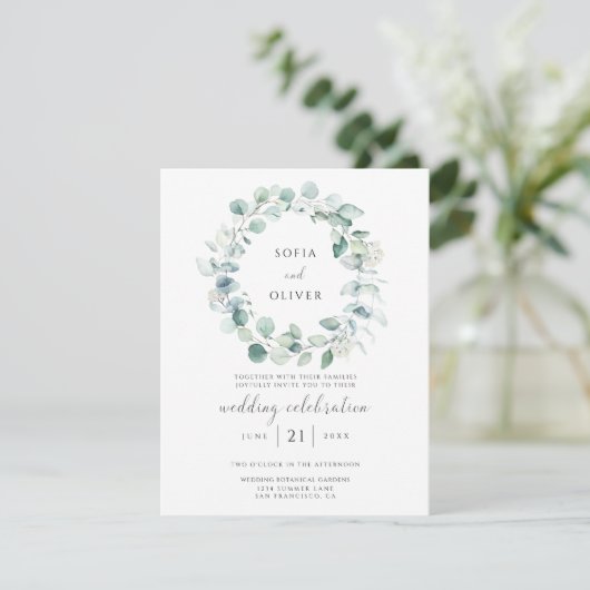 Eucalyptus Greenery Wedding Kaart (Staand voorkant)