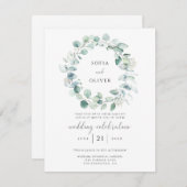 Eucalyptus Greenery Wedding Kaart (Voorkant / Achterkant)