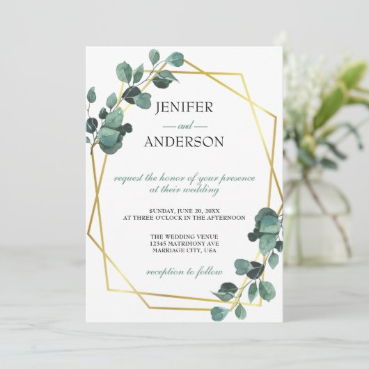 Eucalyptus Greenery Wedding Kaart (Staand voorkant)