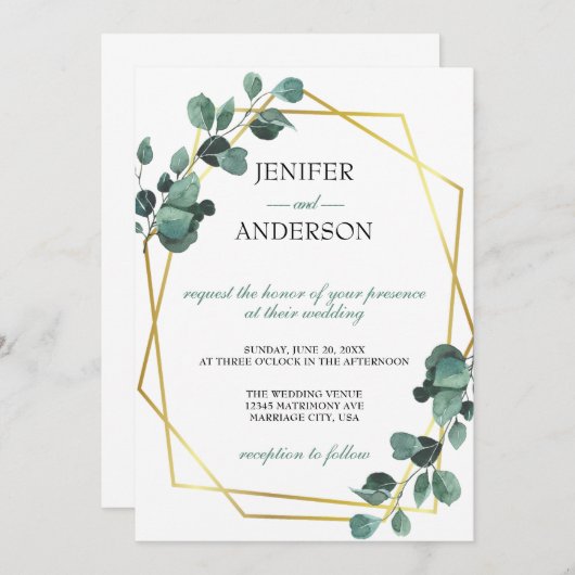 Eucalyptus Greenery Wedding Kaart (Voorkant / Achterkant)