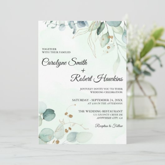 Eucalyptus Greenery Wedding Kaart (Staand voorkant)