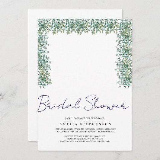 eucalyptus greenery wedding kaart (Voorkant / Achterkant)