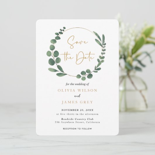 Eucalyptus Greenery Wedding Kaart (Staand voorkant)