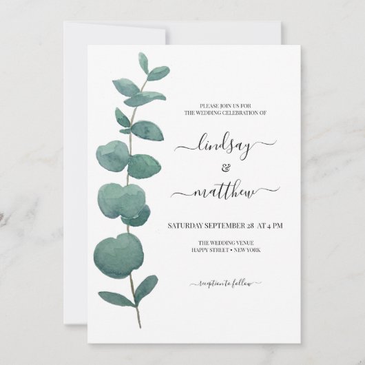 Eucalyptus Greenery Wedding Kaart (Voorkant)