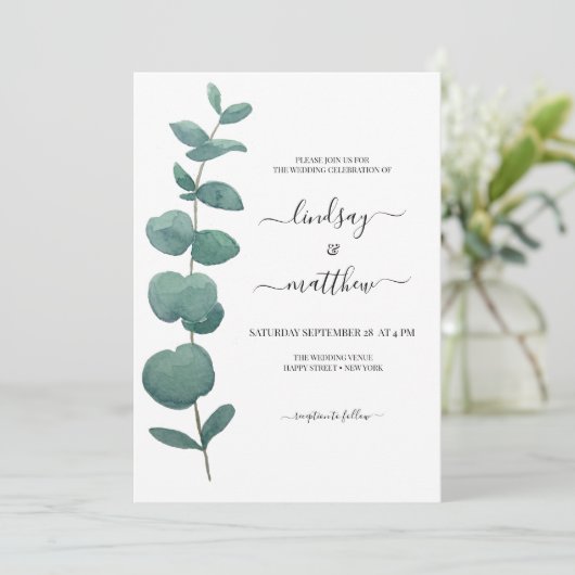 Eucalyptus Greenery Wedding Kaart (Staand voorkant)