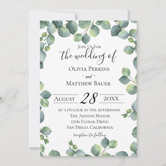 Eucalyptus Greenery Wedding Kaart (Voorkant)