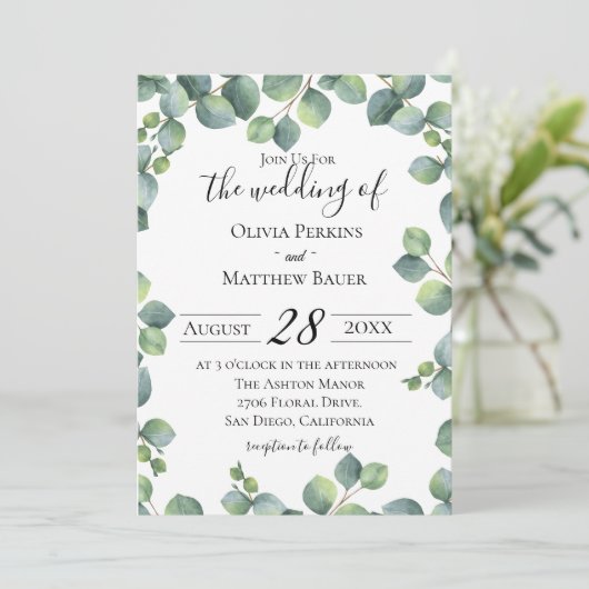 Eucalyptus Greenery Wedding Kaart (Staand voorkant)
