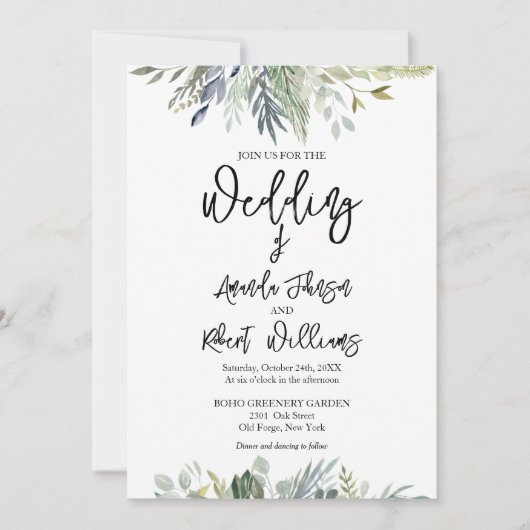 Eucalyptus Greenery Wedding Kaart (Voorkant)