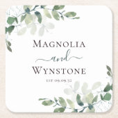 Eucalyptus Greenery Wedding Kartonnen Onderzetters (Voorkant)