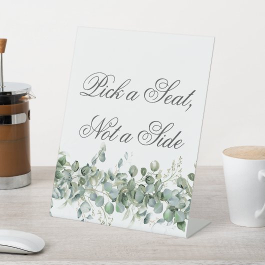 Eucalyptus Greenery Wedding Kies een stoel in plaa Reclamebord Met Voetstuk (Insitu)