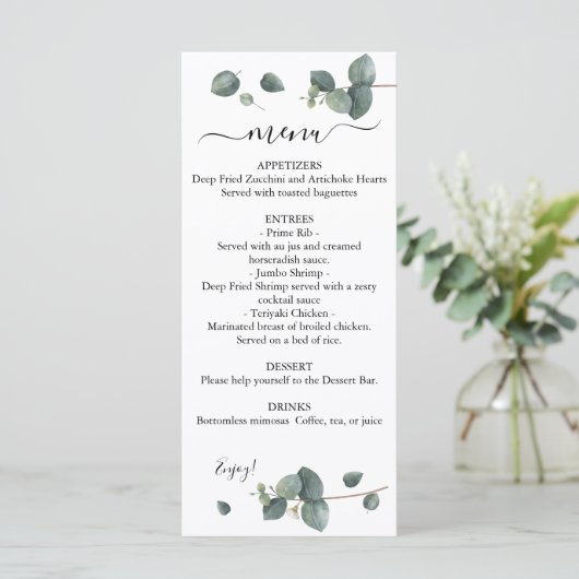 Eucalyptus Greenery Wedding Menu (Staand voorkant)