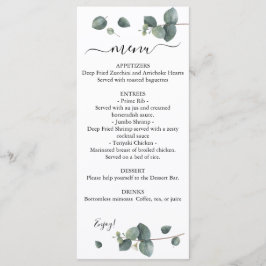 Eucalyptus Greenery Wedding Menu