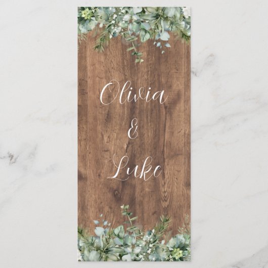 Eucalyptus Greenery Wedding Menu Card | Rustic (Voorkant)