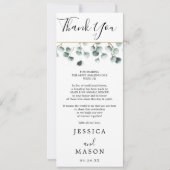 Eucalyptus Greenery Wedding Menu en dank u Kaart (Achterkant)