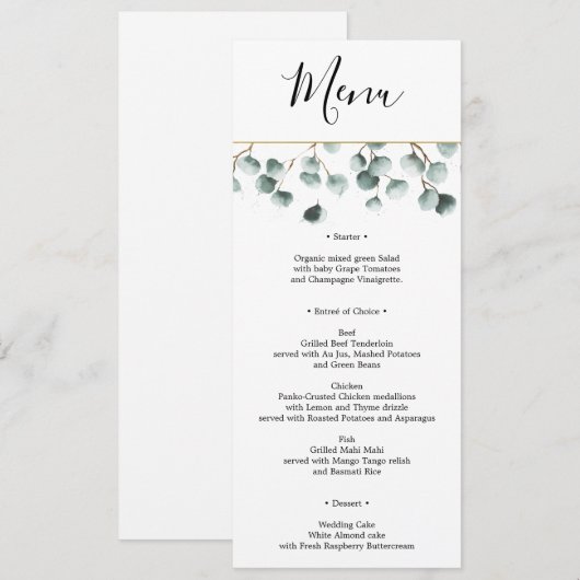 Eucalyptus Greenery Wedding Menu of Vrijgezellenfe Kaart (Voorkant / Achterkant)