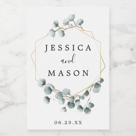 Eucalyptus Greenery Wedding Mini Wine Labels Wijn Etiket (Enkel label)