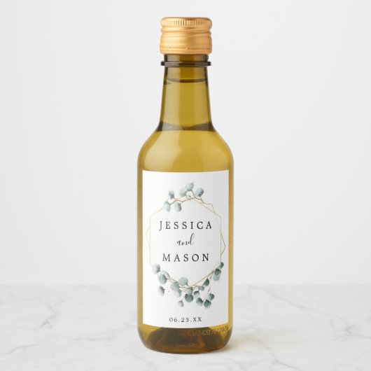 Eucalyptus Greenery Wedding Mini Wine Labels Wijn Etiket (Voorkant)