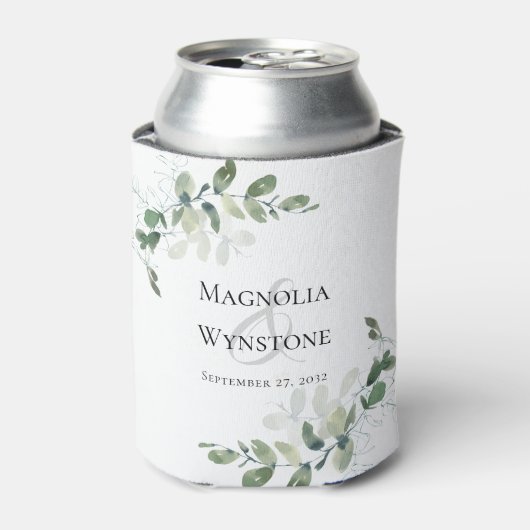 Eucalyptus Greenery Wedding Monogram Blikjeskoeler (Blikje Voorkant)