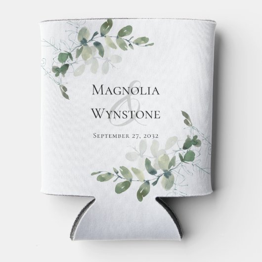 Eucalyptus Greenery Wedding Monogram Blikjeskoeler (Voorkant)