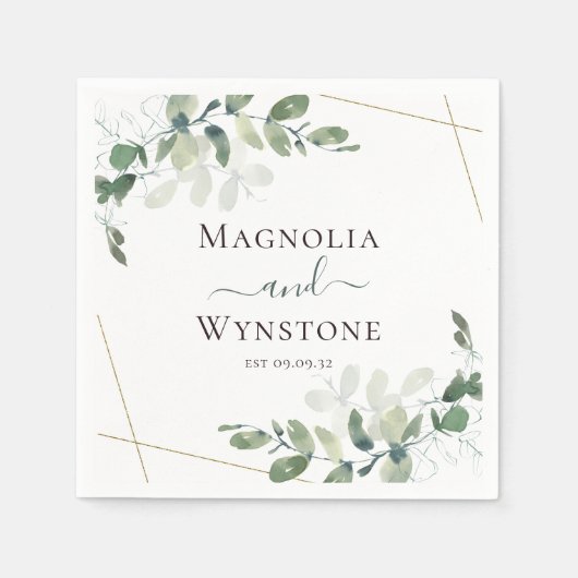 Eucalyptus Greenery Wedding Napkins Servet (Voorkant)