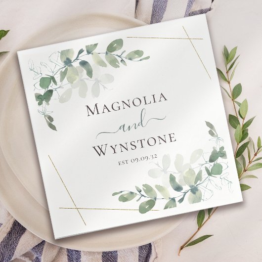 Eucalyptus Greenery Wedding Napkins Servet