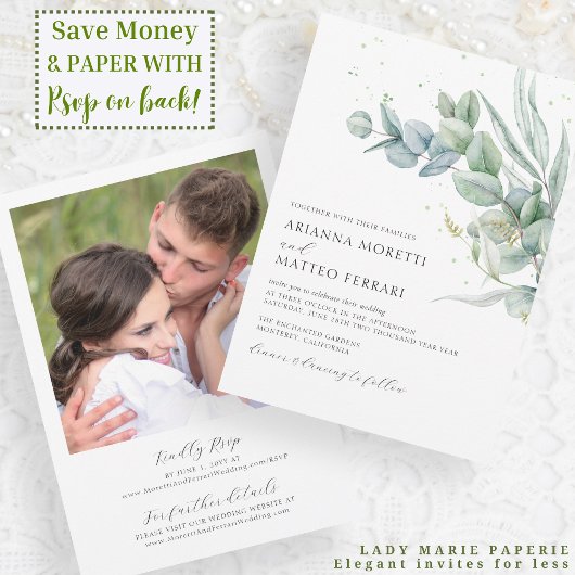 Eucalyptus Greenery Wedding nodigen RSVP uit Kaart