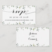 Eucalyptus Greenery Wedding Online RSVP-kaart Visitekaartje (Voorkant / Achterkant)