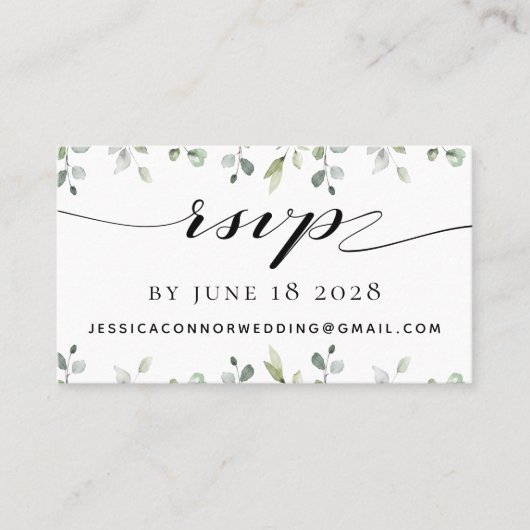 Eucalyptus Greenery Wedding Online RSVP-kaart Visitekaartje (Voorkant)