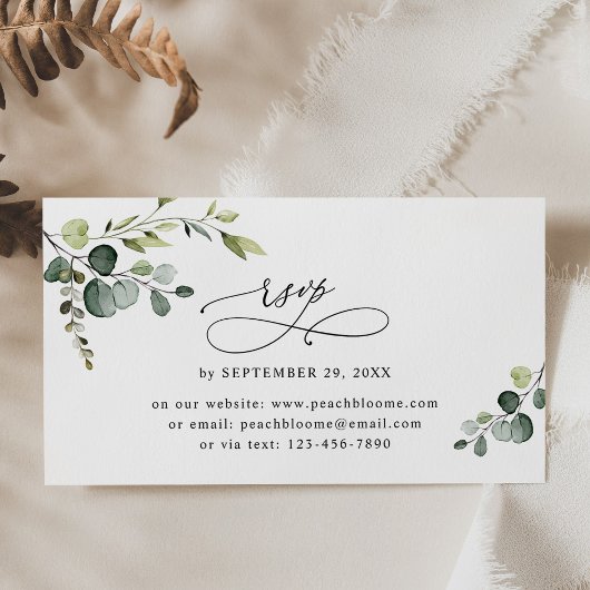 Eucalyptus Greenery Wedding Online RSVP-kaarten Visitekaartje