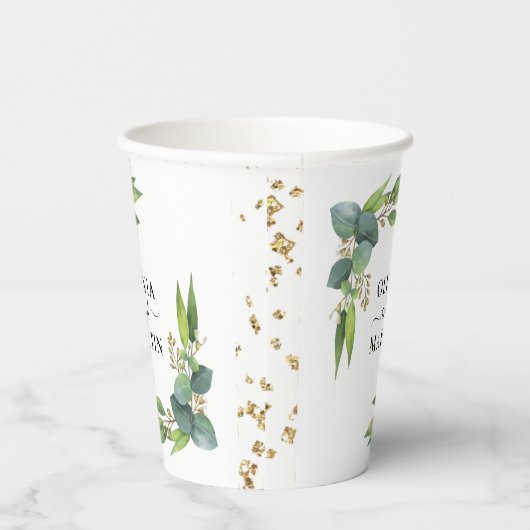 Eucalyptus Greenery Wedding Papieren Bekers (Rechts)