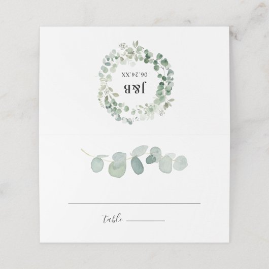 Eucalyptus Greenery Wedding Place Card Plaatskaartje (Buitenkant ongevouwen)